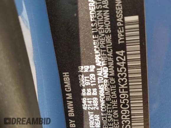 ✅ 2015 BMW M4 • VIN: WBS3R9C59FK335424 • Lot: 56173675. Listed on Copart with 114,999 mi. Free auction sales archive from the USA and detailed vehicle history report at DreamBid. Image 12.