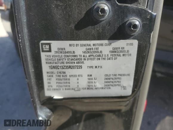 ✅ 2005 Chevrolet Tahoe Police • VIN: 1GNEC13Z35R207229 • Лот: 49864075. Опубликован ранее на Copart с пробегом 177 149 миль. Бесплатный доступ к архиву аукционных продаж из США и подробный отчёт об истории автомобиля на DreamBid. Изображение 13.