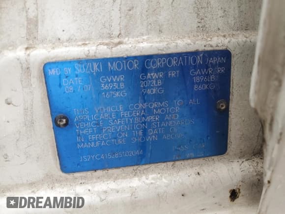 ✅ 2008 Suzuki SX4 Convenience • VIN: JS2YC415285102044 • Лот: 93370495. Опубликован ранее на Copart с пробегом 202 543 миль. Бесплатный доступ к архиву аукционных продаж из США и подробный отчёт об истории автомобиля на DreamBid. Изображение 12.
