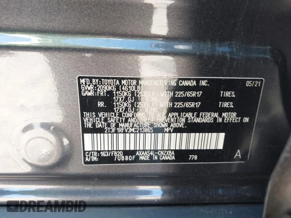 ✅ 2021 Toyota RAV4 LE • VIN: 2T3F1RFV3MC213865 • Лот: 43420898. Опубликован ранее на IAAI с пробегом 39 058 миль. Бесплатный доступ к архиву аукционных продаж из США и подробный отчёт об истории автомобиля на DreamBid. Изображение 9.