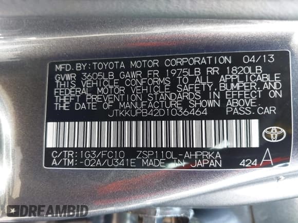 ✅ 2013 Scion xD • VIN: JTKKUPB42D1036464 • Lot: 42996272. Wystawiony na IAAI z przebiegiem 122 191 mil. Bezpłatny archiwum sprzedaży aukcyjnych z USA i szczegółowy raport historii pojazdu na DreamBid. Zdjęcie 9.