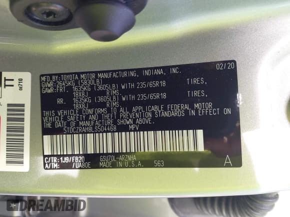 ✅ 2020 Toyota Highlander L • VIN: 5TDCZRAH8LS504468 • Lot: 43759492. Wystawiony na IAAI z przebiegiem 67 595 mil. Bezpłatny archiwum sprzedaży aukcyjnych z USA i szczegółowy raport historii pojazdu na DreamBid. Zdjęcie 9.