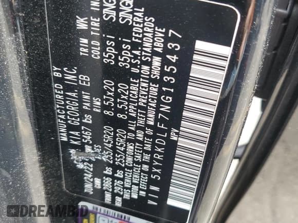 ✅ 2022 Kia Sorento SX • VIN: 5XYRKDLF7NG135437 • Лот: 89862345. Опубликован ранее на Copart с пробегом 31 804 миль. Бесплатный доступ к архиву аукционных продаж из США и подробный отчёт об истории автомобиля на DreamBid. Изображение 13.