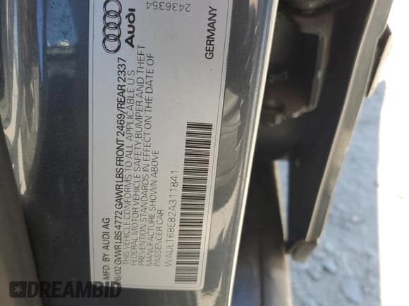 ✅ 2002 Audi A4 3.0L • VIN: WAULT68E82A311841 • Лот: 60667384. Опубликован ранее на Copart с пробегом 139 193 миль. Бесплатный доступ к архиву аукционных продаж из США и подробный отчёт об истории автомобиля на DreamBid. Изображение 12.