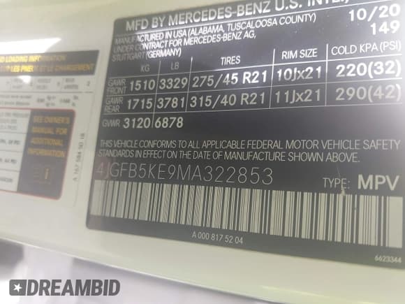 ✅ 2021 Mercedes-Benz GLE 450 • VIN: 4JGFB5KE9MA322853 • Лот: 42460605. Опубликован ранее на IAAI с пробегом 107 408 миль. Бесплатный доступ к архиву аукционных продаж из США и подробный отчёт об истории автомобиля на DreamBid. Изображение 9.