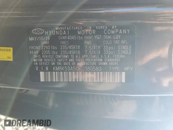 2019 Hyundai Kona Ultimate z VIN KM8K53A50KU380583, wystawiony jako Copart lot #86679545 z przebiegiem 60 869 mil mil oraz Szkoda całkowita • Salvage title. Historia ofert i sprzedaży dostępna na DreamBid. Obrazek 13.