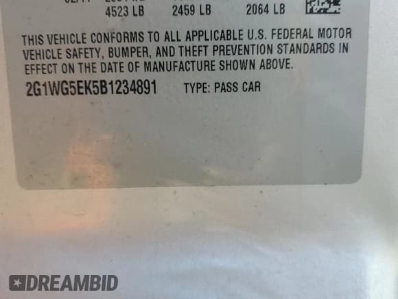 ✅ 2011 Chevrolet Impala LT Fleet • VIN: 2G1WG5EK5B1234891 • Lot: 86706315. Wystawiony na Copart z przebiegiem 148 240 mil. Bezpłatny archiwum sprzedaży aukcyjnych z USA i szczegółowy raport historii pojazdu na DreamBid. Zdjęcie 12.