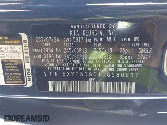 ✅ 2025 Kia Telluride SX-Prestige X-Line • VIN: 5XYP5DGC1SG580637 • Lot: 41430574. Wystawiony na IAAI z przebiegiem 7 336 mil. Bezpłatny archiwum sprzedaży aukcyjnych z USA i szczegółowy raport historii pojazdu na DreamBid. Zdjęcie 9.