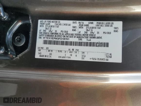 ✅ 2016 Ford F-150 XL • VIN: 1FTEX1EP8GFD18761 • Лот: 80216175. Опубликован ранее на Copart с пробегом 88 394 миль. Бесплатный доступ к архиву аукционных продаж из США и подробный отчёт об истории автомобиля на DreamBid. Изображение 12.