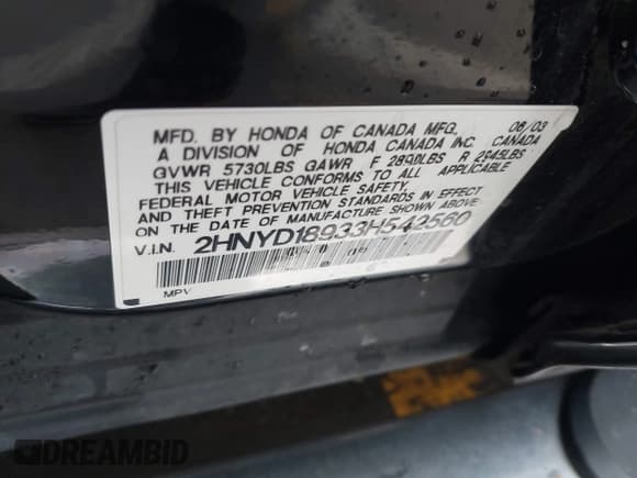 ✅ 2003 Acura MDX Touring • VIN: 2HNYD18933H542560 • Лот: 42150791. Опубликован ранее на IAAI с пробегом 204 432 миль. Бесплатный доступ к архиву аукционных продаж из США и подробный отчёт об истории автомобиля на DreamBid. Изображение 9.