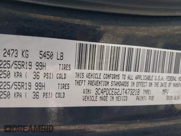 ✅ 2018 Dodge Journey GT • VIN: 3C4PDCEG2JT473218 • Lot: 43025598. Wystawiony na IAAI z przebiegiem 70 603 mil. Bezpłatny archiwum sprzedaży aukcyjnych z USA i szczegółowy raport historii pojazdu na DreamBid. Zdjęcie 9.