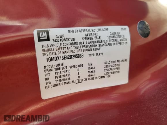 ✅ 2002 Pontiac Montana w/1SE Pkg • VIN: 1GMDX13E42D295038 • Лот: 65313675. Опубликован ранее на Copart с пробегом 192 288 миль. Бесплатный доступ к архиву аукционных продаж из США и подробный отчёт об истории автомобиля на DreamBid. Изображение 13.