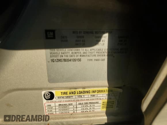 ✅ 2009 Chevrolet Malibu 1LT • VIN: 1G1ZH57B094109156 • Lot: 89904165. Listed on Copart with Not provided. Free auction sales archive from the USA and detailed vehicle history report at DreamBid. Image 12.