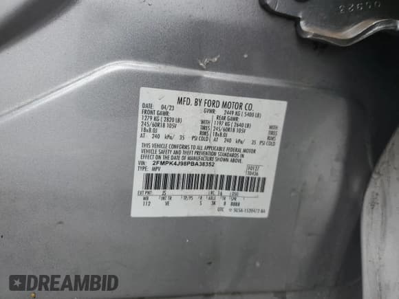 ✅ 2023 Ford Edge SEL • VIN: 2FMPK4J98PBA38352 • Lot: 82719145. Listed on Copart with 71,419 mi. Free auction sales archive from the USA and detailed vehicle history report at DreamBid. Image 13.