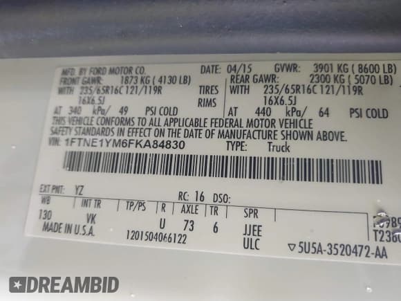 ✅ 2015 Ford Transit Cargo • VIN: 1FTNE1YM6FKA84830 • Лот: 41635007. Опубликован ранее на IAAI с пробегом 192 886 миль. Бесплатный доступ к архиву аукционных продаж из США и подробный отчёт об истории автомобиля на DreamBid. Изображение 9.