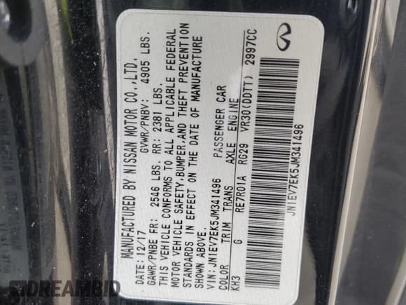 ✅ 2018 Infiniti Q60 Sport • VIN: JN1EV7EK5JM341496 • Лот: 75397364. Опубликован ранее на Copart с пробегом 89 868 миль. Бесплатный доступ к архиву аукционных продаж из США и подробный отчёт об истории автомобиля на DreamBid. Изображение 13.