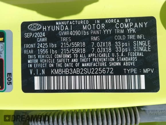 ✅ 2025 Hyundai Kona SEL • VIN: KM8HB3AB2SU225672 • Lot: 43696898. Listed on IAAI with 31,214 mi. Free auction sales archive from the USA and detailed vehicle history report at DreamBid. Image 9.