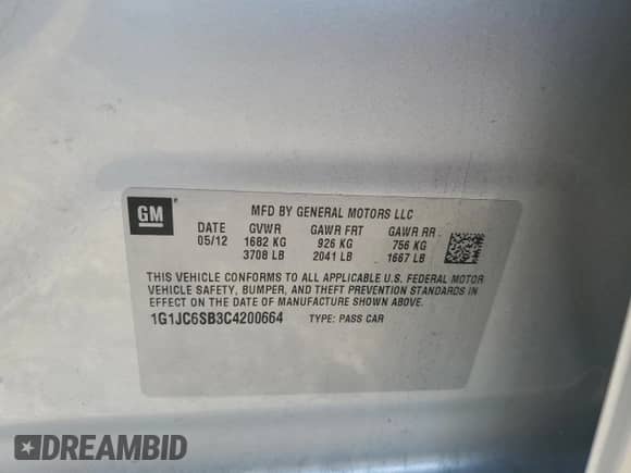 2012 Chevrolet Sonic LT with VIN 1G1JC6SB3C4200664, listed as a Copart auction lot 84406765 with 111,603 mi miles and Clean title. Bid and sale history available at DreamBid. Image 12.