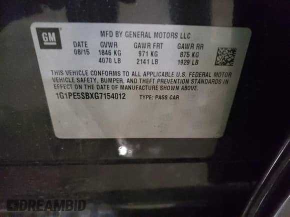 2016 Chevrolet Cruze LT с VIN 1G1PE5SBXG7154012, выставлен на аукционе Copart как лот 66186792 с пробегом 108 685 миль миль и . История ставок и продаж доступна на DreamBid. Изображение 12.