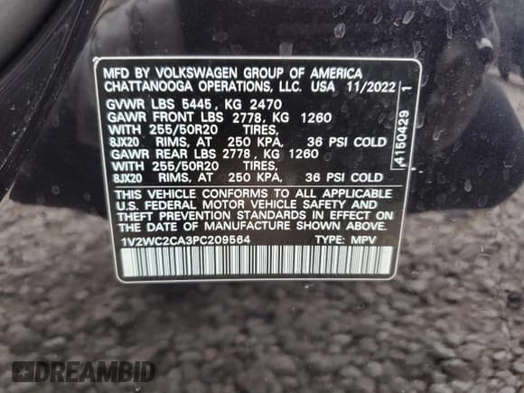 ✅ 2023 Volkswagen Atlas SE • VIN: 1V2WC2CA3PC209564 • Lot: 45835535. Wystawiony na Copart z przebiegiem 17 289 mil. Bezpłatny archiwum sprzedaży aukcyjnych z USA i szczegółowy raport historii pojazdu na DreamBid. Zdjęcie 13.