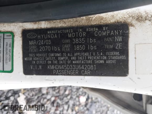 ✅ 2003 Hyundai Elantra GLS • VIN: KMHDN45D33U642081 • Lot: 42242705. Wystawiony na IAAI z przebiegiem 162 234 mil. Bezpłatny archiwum sprzedaży aukcyjnych z USA i szczegółowy raport historii pojazdu na DreamBid. Zdjęcie 9.