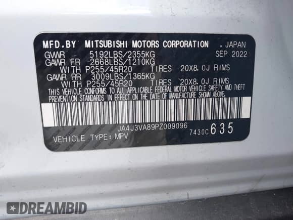 2023 Mitsubishi Outlander SEL с VIN JA4J3VA89PZ009096, выставлен на аукционе IAAI как лот 42017025 с пробегом 120 230 миль миль и . История ставок и продаж доступна на DreamBid. Изображение 9.
