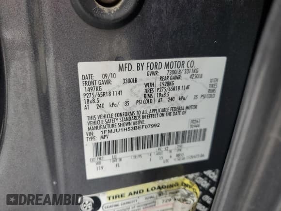 ✅ 2011 Ford Expedition XLT • VIN: 1FMJU1H53BEF07992 • Лот: 67943545. Опубликован ранее на Copart с пробегом 251 552 миль. Бесплатный доступ к архиву аукционных продаж из США и подробный отчёт об истории автомобиля на DreamBid. Изображение 13.