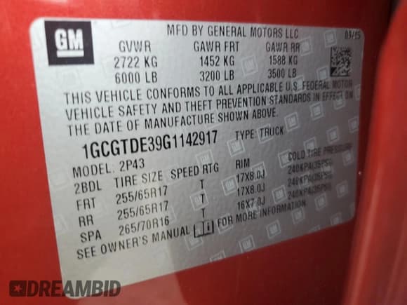 ✅ 2016 Chevrolet Colorado 4WD Z71 • VIN: 1GCGTDE39G1142917 • Лот: 70395884. Опубликован ранее на Copart с пробегом 89 806 миль. Бесплатный доступ к архиву аукционных продаж из США и подробный отчёт об истории автомобиля на DreamBid. Изображение 14.