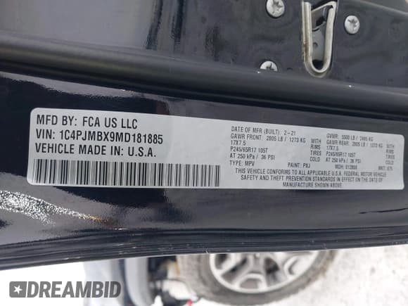 ✅ 2021 Jeep Cherokee Trailhawk • VIN: 1C4PJMBX9MD181885 • Лот: 41440839. Опубликован ранее на IAAI с пробегом 65 735 миль. Бесплатный доступ к архиву аукционных продаж из США и подробный отчёт об истории автомобиля на DreamBid. Изображение 9.