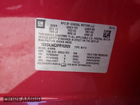 ✅ 2015 Chevrolet Suburban LT • VIN: 1GNSKJKC3FR162829 • Lot: 75981624. Wystawiony na Copart z przebiegiem 136 859 mil. Bezpłatny archiwum sprzedaży aukcyjnych z USA i szczegółowy raport historii pojazdu na DreamBid. Zdjęcie 12.