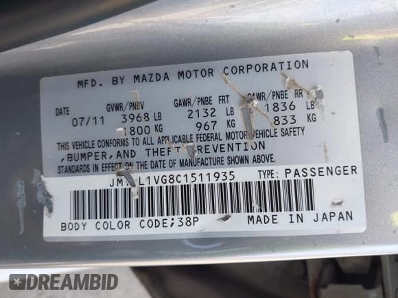 ✅ 2012 Mazda 3 i Touring • VIN: JM1BL1VG8C1511935 • Lot: 42133682. Wystawiony na IAAI z przebiegiem 212 568 mil. Bezpłatny archiwum sprzedaży aukcyjnych z USA i szczegółowy raport historii pojazdu na DreamBid. Zdjęcie 9.