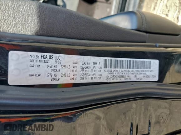 ✅ 2017 Dodge Durango GT • VIN: 1C4RDHDG0HC660616 • Lot: 94952945. Listed on Copart with 200,871 mi. Free auction sales archive from the USA and detailed vehicle history report at DreamBid. Image 13.