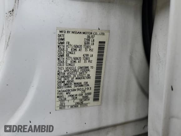 ✅ 2008 Infiniti QX56 • VIN: 5N3AA08C68N901293 • Lot: 81366275. Listed on Copart with 188,405 mi. Free auction sales archive from the USA and detailed vehicle history report at DreamBid. Image 13.