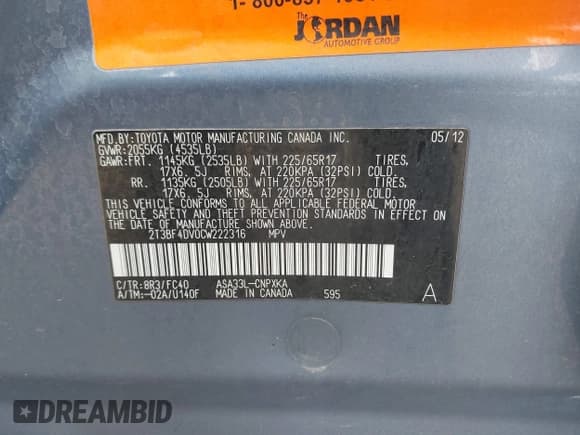 ✅ 2012 Toyota RAV4 • VIN: 2T3BF4DV0CW222316 • Лот: 41912425. Опубликован ранее на IAAI с пробегом 130 173 миль. Бесплатный доступ к архиву аукционных продаж из США и подробный отчёт об истории автомобиля на DreamBid. Изображение 9.