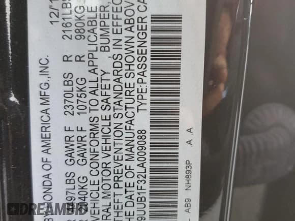 ✅ 2020 Acura TLX • VIN: 19UUB1F32LA009088 • Lot: 86055145. Listed on Copart with 83,209 mi. Free auction sales archive from the USA and detailed vehicle history report at DreamBid. Image 12.