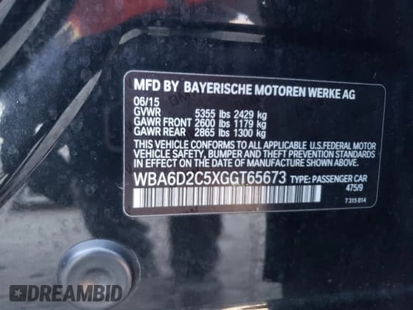 ✅ 2016 BMW 6 Series 640i xDrive • VIN: WBA6D2C5XGGT65673 • Лот: 83293484. Опубликован ранее на Copart с пробегом 106 809 миль. Бесплатный доступ к архиву аукционных продаж из США и подробный отчёт об истории автомобиля на DreamBid. Изображение 12.