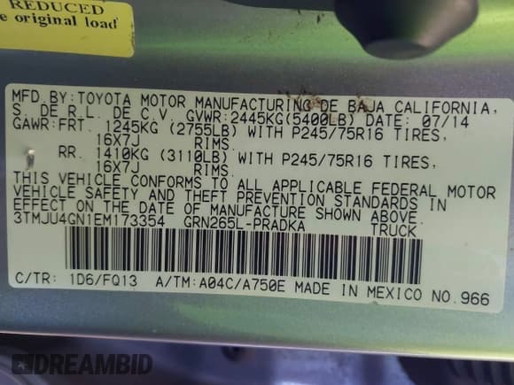 ✅ 2014 Toyota Tacoma PreRunner • VIN: 3TMJU4GN1EM173354 • Лот: 43372469. Опубликован ранее на IAAI с пробегом 103 127 миль. Бесплатный доступ к архиву аукционных продаж из США и подробный отчёт об истории автомобиля на DreamBid. Изображение 9.