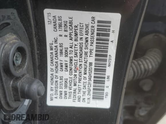 ✅ 2016 Honda Civic LX • VIN: 2HGFC2F54GH520788 • Lot: 89620925. Wystawiony na Copart z przebiegiem 85 975 mil. Bezpłatny archiwum sprzedaży aukcyjnych z USA i szczegółowy raport historii pojazdu na DreamBid. Zdjęcie 12.