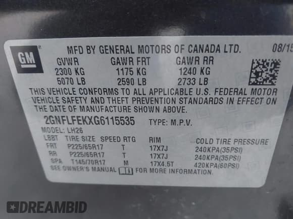 ✅ 2016 Chevrolet Equinox LT • VIN: 2GNFLFEKXG6115535 • Lot: 43651404. Listed on IAAI with 105,469 mi. Free auction sales archive from the USA and detailed vehicle history report at DreamBid. Image 9.