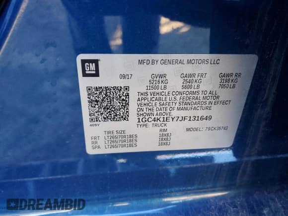 2018 Chevrolet Silverado 3500HD High Country с VIN 1GC4K1EY7JF131649, выставлен на аукционе Copart как лот 79690834 с пробегом 118 604 миль миль и Списание • Salvage title. История ставок и продаж доступна на DreamBid. Изображение 13.