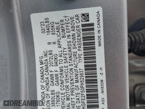 ✅ 2023 Honda Civic Sport • VIN: 2HGFE2F50PH529837 • Lot: 90608525. Wystawiony na Copart z przebiegiem 29 529 mil. Bezpłatny archiwum sprzedaży aukcyjnych z USA i szczegółowy raport historii pojazdu na DreamBid. Zdjęcie 12.