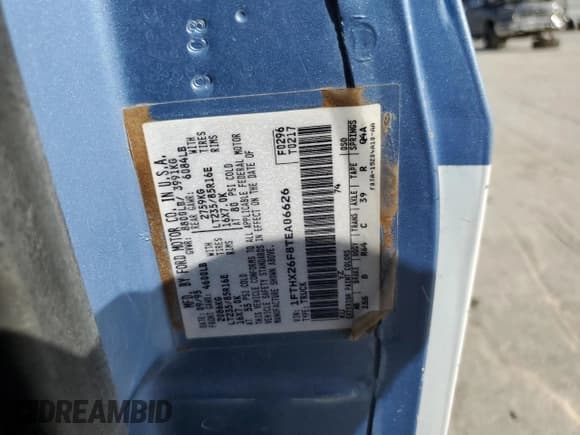 ✅ 1996 Ford F-250 • VIN: 1FTHX26F8TEA06626 • Lot: 43053205. Listed on Copart with Not provided. Free auction sales archive from the USA and detailed vehicle history report at DreamBid. Image 14.