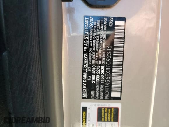 ✅ 2008 Mercedes-Benz CLK 350 • VIN: WDBTK56FX8T092386 • Lot: 57283715. Listed on Copart with 126,696 mi. Free auction sales archive from the USA and detailed vehicle history report at DreamBid. Image 13.