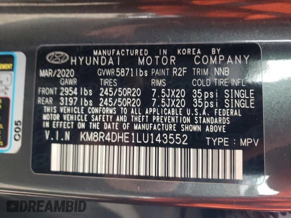 ✅ 2020 Hyundai Palisade SEL • VIN: KM8R4DHE1LU143552 • Лот: 79626274. Опубликован ранее на Copart с пробегом 67 228 миль. Бесплатный доступ к архиву аукционных продаж из США и подробный отчёт об истории автомобиля на DreamBid. Изображение 13.