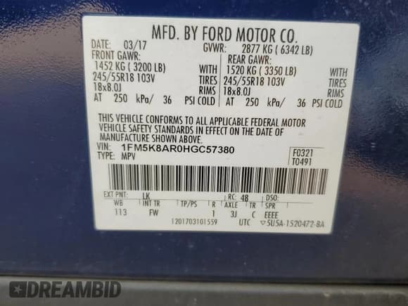 ✅ 2017 Ford Police Interceptor Utility • VIN: 1FM5K8AR0HGC57380 • Лот: 58965075. Опубликован ранее на Copart с пробегом 106 682 миль. Бесплатный доступ к архиву аукционных продаж из США и подробный отчёт об истории автомобиля на DreamBid. Изображение 12.