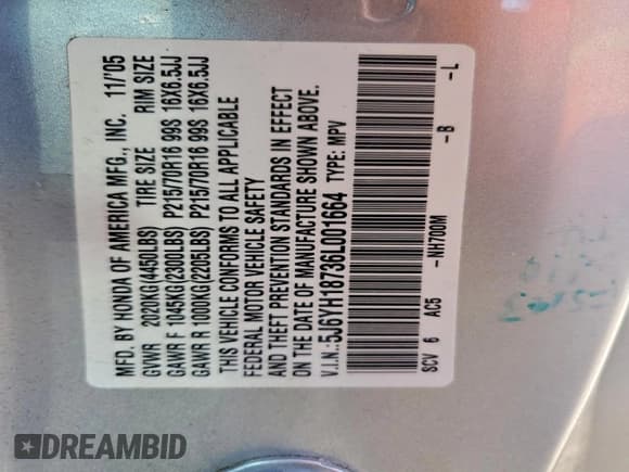 ✅ 2006 Honda Element EX-P • VIN: 5J6YH18736L001664 • Лот: 94731385. Опубликован ранее на Copart с пробегом 183 096 миль. Бесплатный доступ к архиву аукционных продаж из США и подробный отчёт об истории автомобиля на DreamBid. Изображение 13.