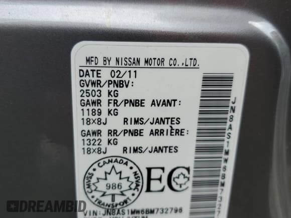 ✅ 2011 Infiniti FX • VIN: JN8AS1MW6BM732796 • Lot: 70161955. Listed on Copart with 104,095 mi. Free auction sales archive from the USA and detailed vehicle history report at DreamBid. Image 14.