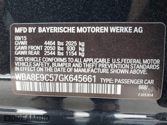 ✅ 2016 BMW 3 Series 328i • VIN: WBA8E9C57GK645661 • Lot: 41933277. Listed on IAAI with 144,996 mi. Free auction sales archive from the USA and detailed vehicle history report at DreamBid. Image 9.