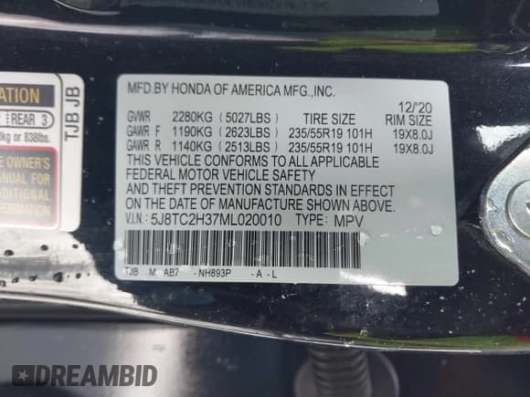 ✅ 2021 Acura RDX • VIN: 5J8TC2H37ML020010 • Лот: 41535666. Опубликован ранее на IAAI с пробегом 47 528 миль. Бесплатный доступ к архиву аукционных продаж из США и подробный отчёт об истории автомобиля на DreamBid. Изображение 9.