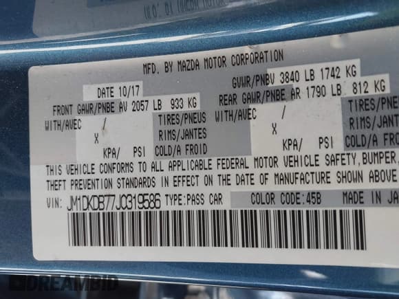 ✅ 2018 Mazda CX-3 Sport • VIN: JM1DKDB77J0319586 • Lot: 42664559. Listed on IAAI with 85,984 mi. Free auction sales archive from the USA and detailed vehicle history report at DreamBid. Image 9.